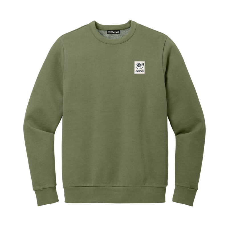 Schël Basecamp Washed Crewneck in Olive Green