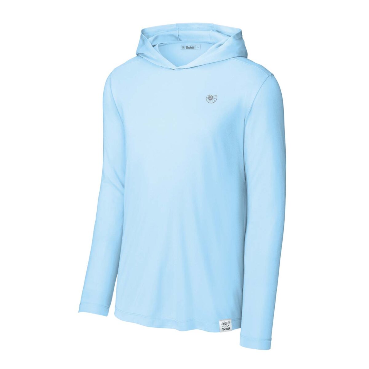 UV Pro long sleeve hoodie with SölShield UV protection technology in powder blue